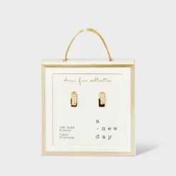 14K Gold Plated Cubic Zirconia Hoop Earrings - A New Day™ Gold -A New Day Outlet Store GUEST 0c80a647 4a28 40ed 9ef1 b5d3c744e29c