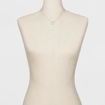 Pave Open Circle Short Pendant Necklace - A New Day™ Silver 1 Pave Open Circle Short Pendant Necklace - A New Day™ Silver