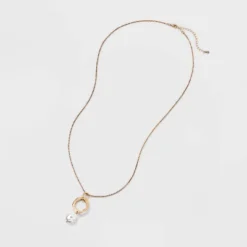 Hammered Ring And Pearl Drop Pendant Necklace - A New Day™ Gold -A New Day Outlet Store GUEST 1e84617e 8718 4fa1 855b ed37f9bbf587