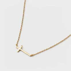 14K Gold Plated Stationed Cross Pendant Necklace - A New Day™ Gold -A New Day Outlet Store GUEST 2190b6a3 2d66 4f34 89d8 e2dd2b3b4320