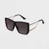 Women's Oversized Retro Aviator Sunglasses - A New Day™ Black
