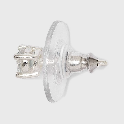 Women's Sterling Silver Stud Earrings Set With Round Cubic Zirconia 3pc - A New Day™ Silver 1 Women's Sterling Silver Stud Earrings Set With Round Cubic Zirconia 3pc - A New Day™ Silver