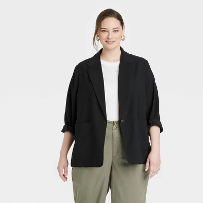 Women's Relaxed Fit Essential Blazer - A New Day™ Black 4 Women's Relaxed Fit Essential Blazer - A New Day™ Black - Image 4