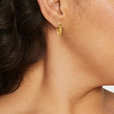 14K Gold Plated Tube Hoop Post Drop Earrings - A New Day™ 1 14K Gold Plated Tube Hoop Post Drop Earrings - A New Day™