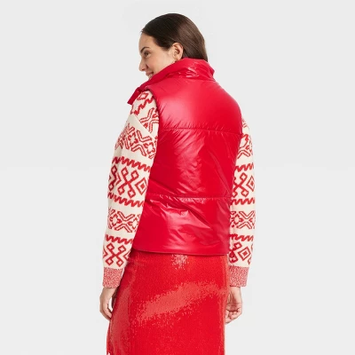 Women's Fur Lined Puffer Vest - A New Day™ 1 Women's Fur Lined Puffer Vest - A New Day™