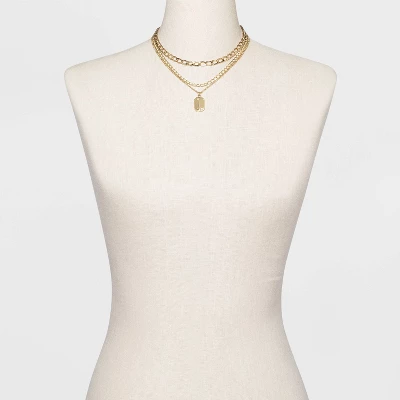 3 Row Chunky Chain Necklace - A New Day™ Gold 1 3 Row Chunky Chain Necklace - A New Day™ Gold