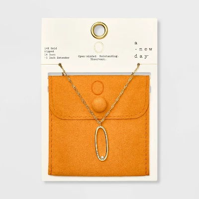 Gold Dipped Scattered Cubic Zirconia Initial Pendant Necklace - A New Day™ Gold 18 Gold Dipped Scattered Cubic Zirconia Initial Pendant Necklace - A New Day™ Gold - Image 18