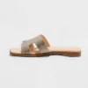 Women's Nina Rhinestone Flat Sandals - A New Day™ Silver