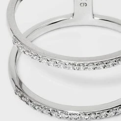 Sterling Silver Pave Cubic Zirconia Double Row Band Ring - A New Day™ Silver