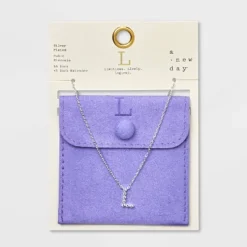 Silver Plated Cubic Zirconia Initial Pendant Necklace - A New Day™ Silver -A New Day Outlet Store GUEST 671ab612 3c66 4117 9da2 371fec20510f