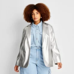 Women's Relaxed Fit Faux Leather Blazer - A New Day™ -A New Day Outlet Store GUEST 6f132cbc a921 4fb1 a27a 3440a9c4d18f