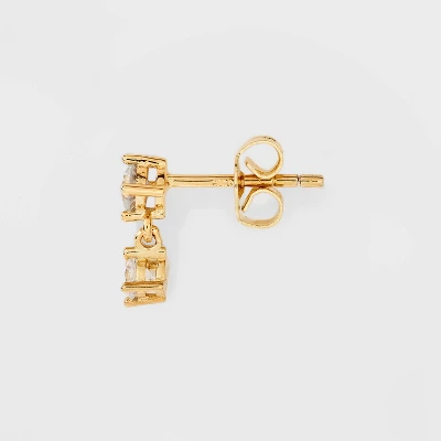 14K Gold Plated Cubic Zirconia Marquise And Dangle Duo Stud Earring Set - A New Day™ Gold 1 14K Gold Plated Cubic Zirconia Marquise And Dangle Duo Stud Earring Set - A New Day™ Gold