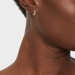 14K Gold Plated Huggie Hoop Earrings - A New Day™