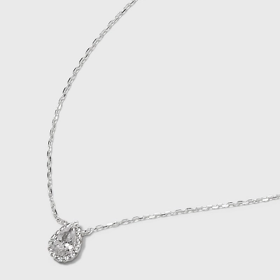Sterling Silver Teardrop Cubic Zirconia Halo Station Necklace - A New Day™ Silver 3 Sterling Silver Teardrop Cubic Zirconia Halo Station Necklace - A New Day™ Silver - Image 3