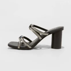 Women's Romy Rhinestone Heels - A New Day™ Silver