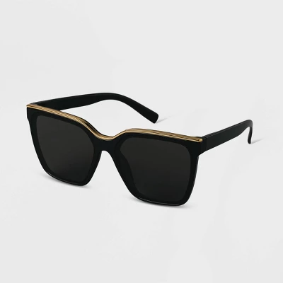 Women's Plastic Square Sunglasses - A New Day™ Black 1 Women's Plastic Square Sunglasses - A New Day™ Black