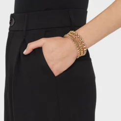 Brass Beaded Bracelet 3pc - A New Day™ Gold