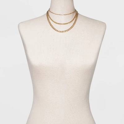 16" Layered Curb Chain Necklace - A New Day™ Gold 1 16" Layered Curb Chain Necklace - A New Day™ Gold