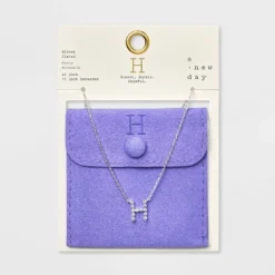 Silver Plated Cubic Zirconia Initial Pendant Necklace - A New Day™ Silver -A New Day Outlet Store GUEST 8f9e1574 38a8 495c a4f7 e63f739c9966