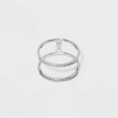 Sterling Silver Pave Cubic Zirconia Double Row Band Ring - A New Day™ Silver 2 Sterling Silver Pave Cubic Zirconia Double Row Band Ring - A New Day™ Silver - Image 2