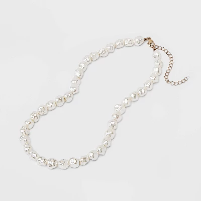 Beaded Pearl Necklace - A New Day™ White 2 Beaded Pearl Necklace - A New Day™ White - Image 2