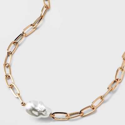 Baroque Pearl Pendant Necklace - A New Day™ Gold 4 Baroque Pearl Pendant Necklace - A New Day™ Gold - Image 4