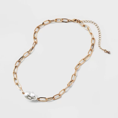 Baroque Pearl Pendant Necklace - A New Day™ Gold 3 Baroque Pearl Pendant Necklace - A New Day™ Gold - Image 3