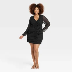 Women's Long Sleeve Ruched Front Bodycon Dress - A New Day™ -A New Day Outlet Store GUEST c7c55460 15e0 4daa ac71 29ec3dbeb8a8