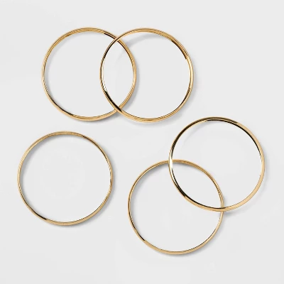 Domed Bangle Bracelet Set 5pc - A New Day™ Gold 2 Domed Bangle Bracelet Set 5pc - A New Day™ Gold - Image 2