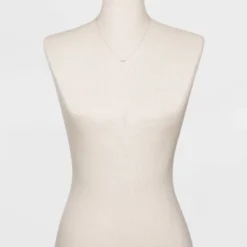 Sterling Silver With Cubic Zirconia Curved Bar Station Chain Necklace - A New Day™ Silver