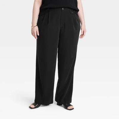 Women's High-Rise Relaxed Fit Full Length Baggy Wide Leg Trousers - A New Day™ 3 Women's High-Rise Relaxed Fit Full Length Baggy Wide Leg Trousers - A New Day™ - Image 3