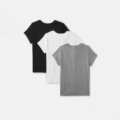 Women's Short Sleeve Ribbed 3pk Bundle T-Shirt - A New Day™ Black/White/Gray 3 Women's Short Sleeve Ribbed 3pk Bundle T-Shirt - A New Day™ Black/White/Gray - Image 3