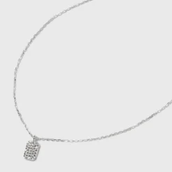 Sterling Silver Cubic Zirconia Tag Pendant Necklace - A New Day™ Silver -A New Day Outlet Store GUEST df5d3405 bf77 46a1 b5b6 f32f0713f2e6