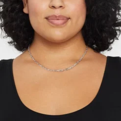 16" Paperclip Chain Necklace - A New Day™ Silver