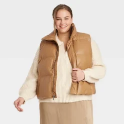 Women's Faux Leather Puffer Vest - A New Day™ -A New Day Outlet Store GUEST e8dc86fb 62a9 4107 a775 49633e86f83e