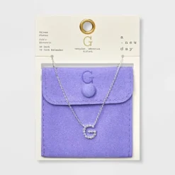 Silver Plated Cubic Zirconia Initial Pendant Necklace - A New Day™ Silver -A New Day Outlet Store GUEST efd8961d 02c9 4644 a7c5 a4a339bbeb71